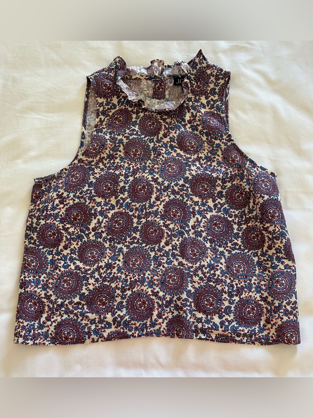 NWOT J Crew Linen Ruffle Neck Blouse size small